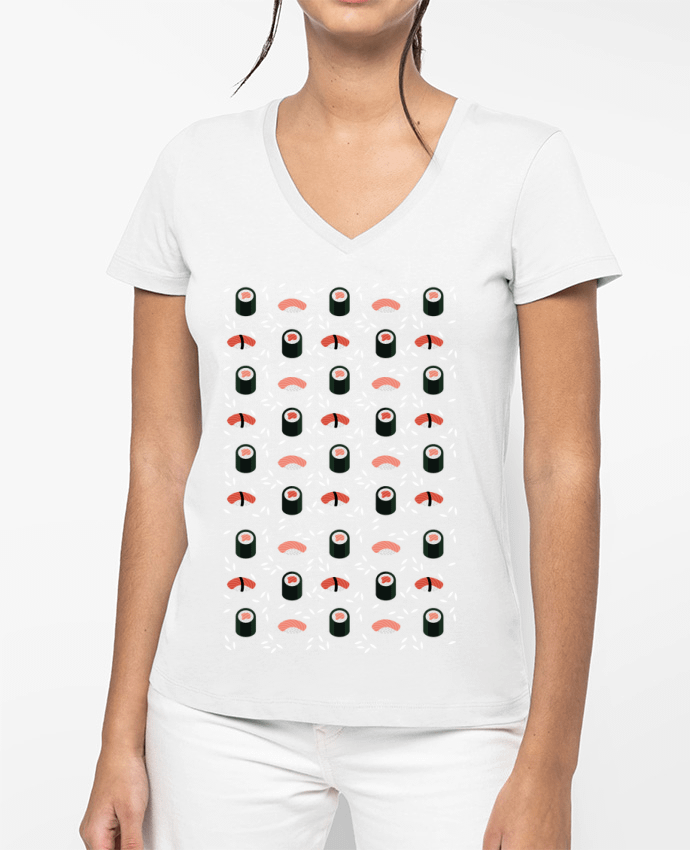 T-shirt femme col V Sushi par GWEN