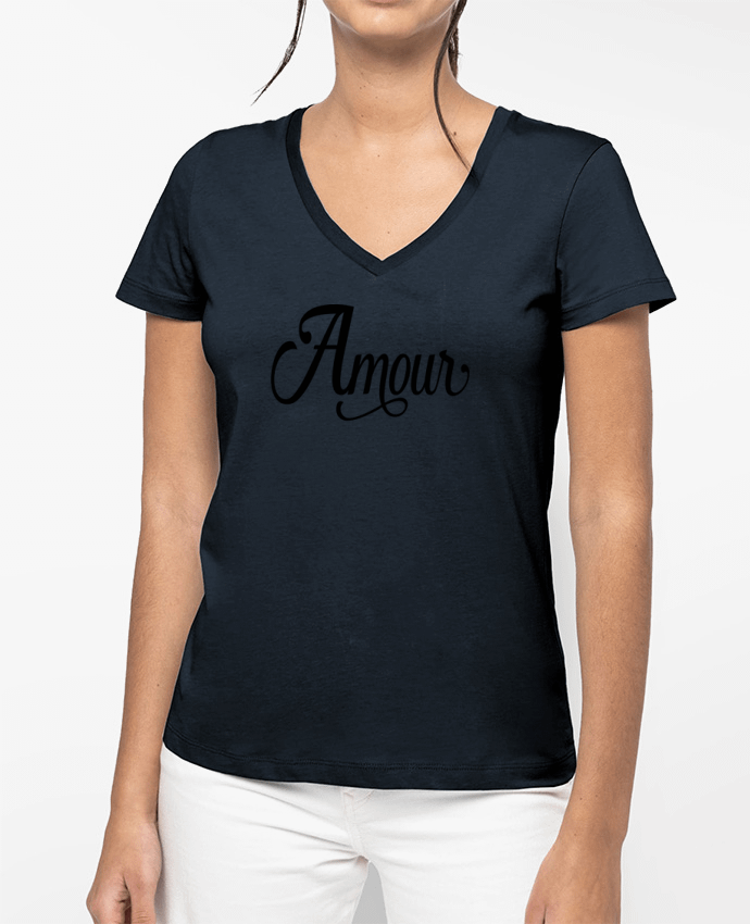 T-shirt femme col V Amour par justsayin