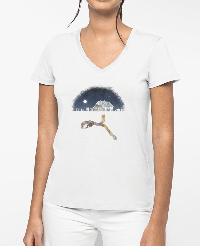 T-shirt écoresponsable col V femme Always Digging por Florent Bodart