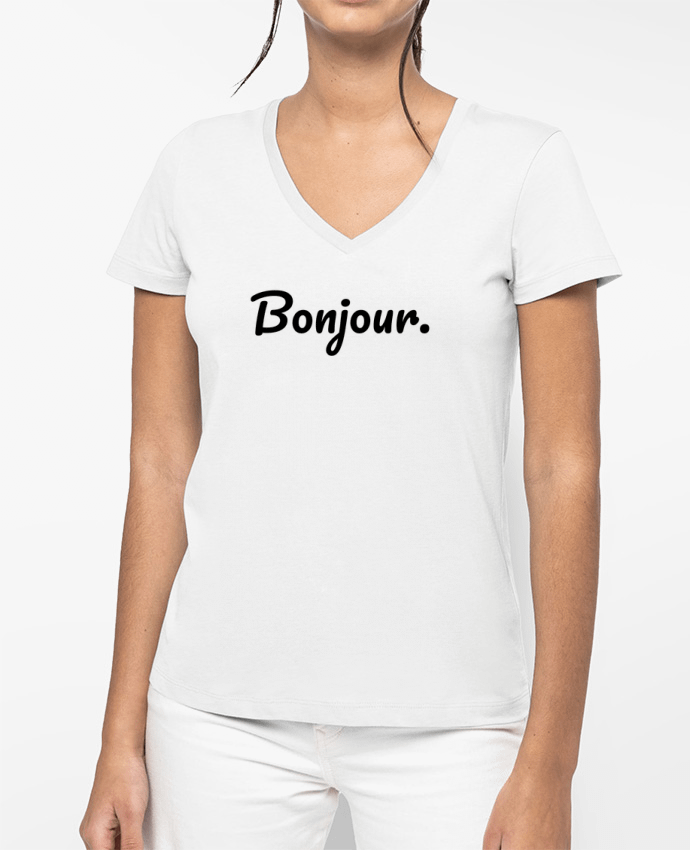 T-shirt femme col V Bonjour. par tunetoo