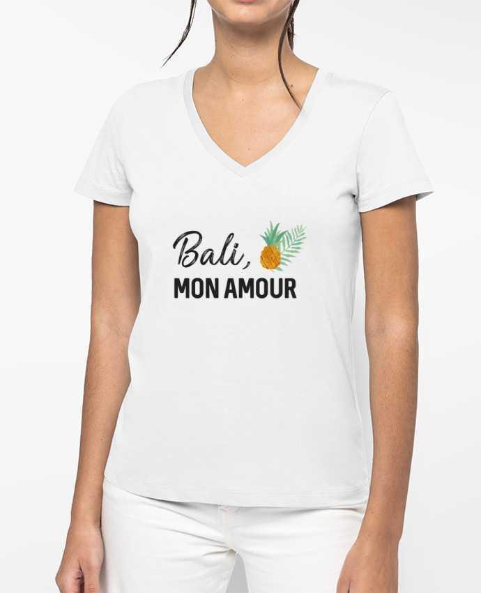 T-shirt femme col V Bali, mon amour par IDÉ'IN