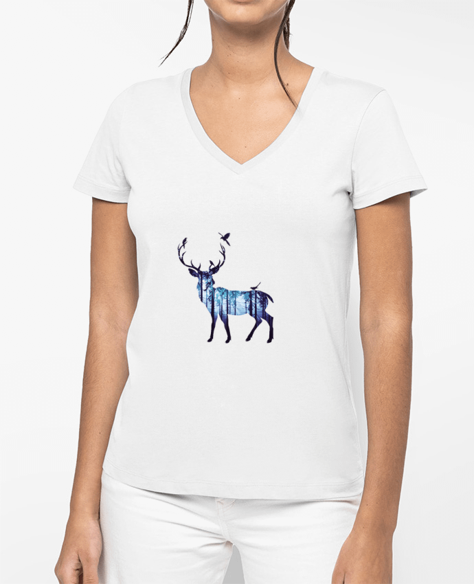 T-shirt femme col V Deer par Likagraphe