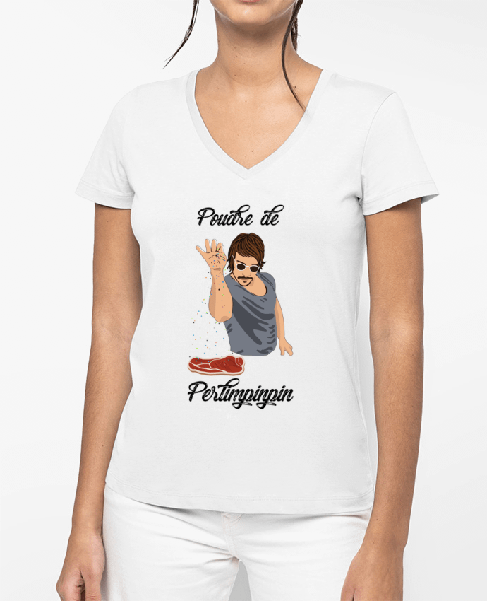T-shirt femme col V Poudre de Perlimpinpin VS Salt Bae par tunetoo