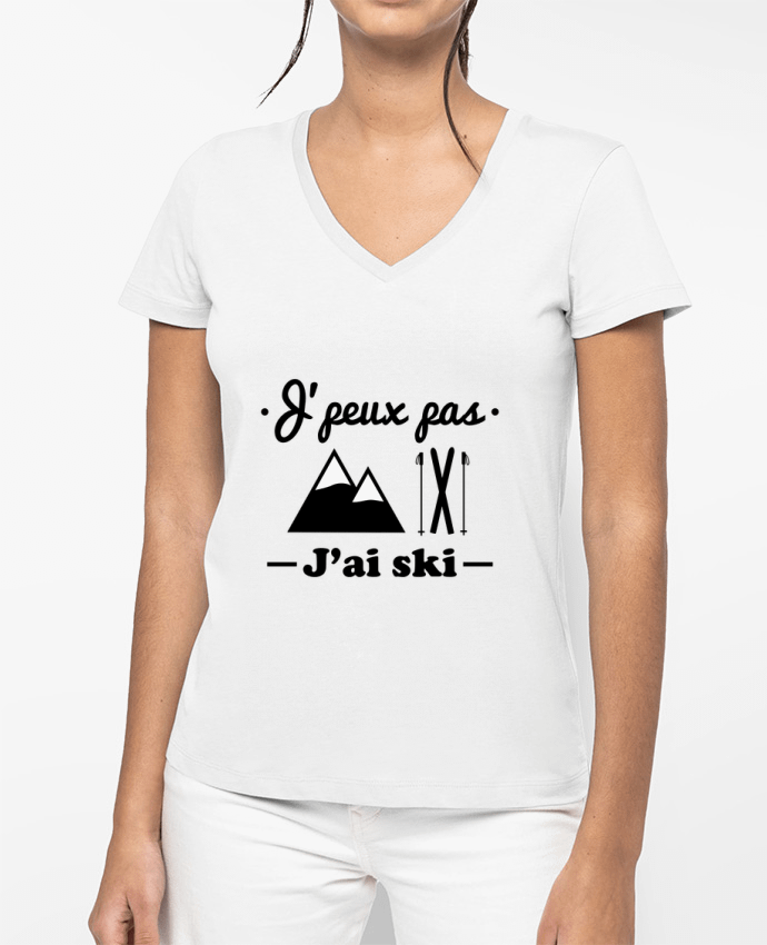 T-shirt femme col V J'peux pas j'ai ski par Benichan