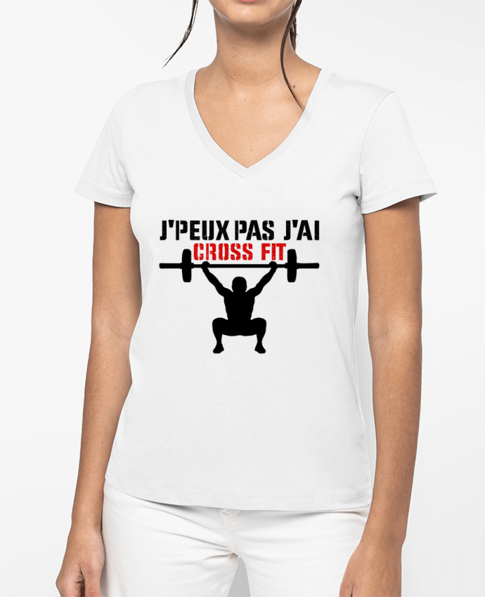 T-shirt écoresponsable col V femme J'peux pas j'ai Crossfit por tunetoo