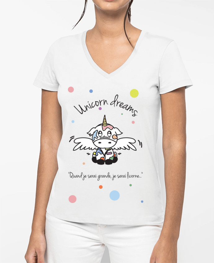 T-shirt femme col V Unicorn Dreams - Little cow par 