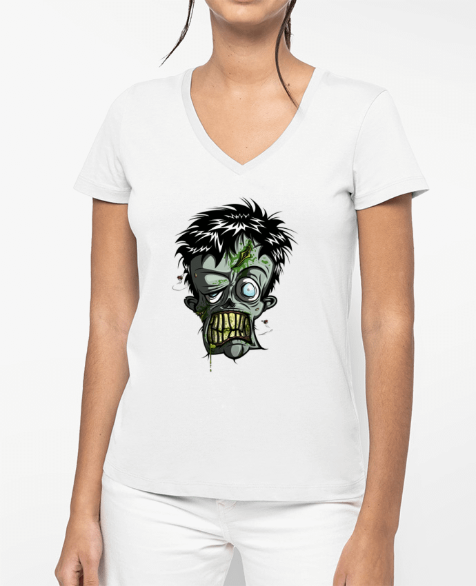 T-shirt écoresponsable col V femme Toxic Zombie por SirCostas
