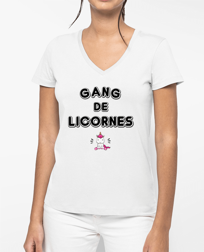T-shirt femme col V Gang de licornes par La boutique de Laura