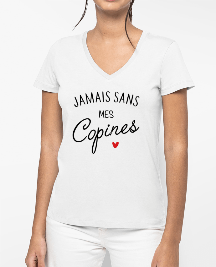 T-shirt femme col V Jamais sans mes copines par La boutique de Laura