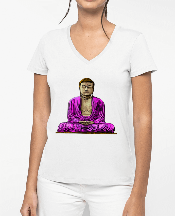 T-shirt écoresponsable col V femme Bouddha Pop by Numartis