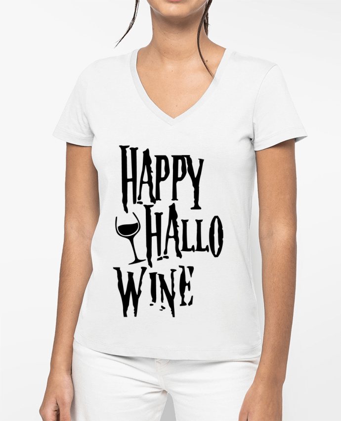 T-shirt femme col V Hallowine par mini09