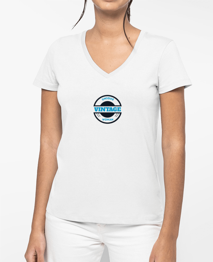 T-shirt femme col V Unique vintage woman par Les Caprices de Filles