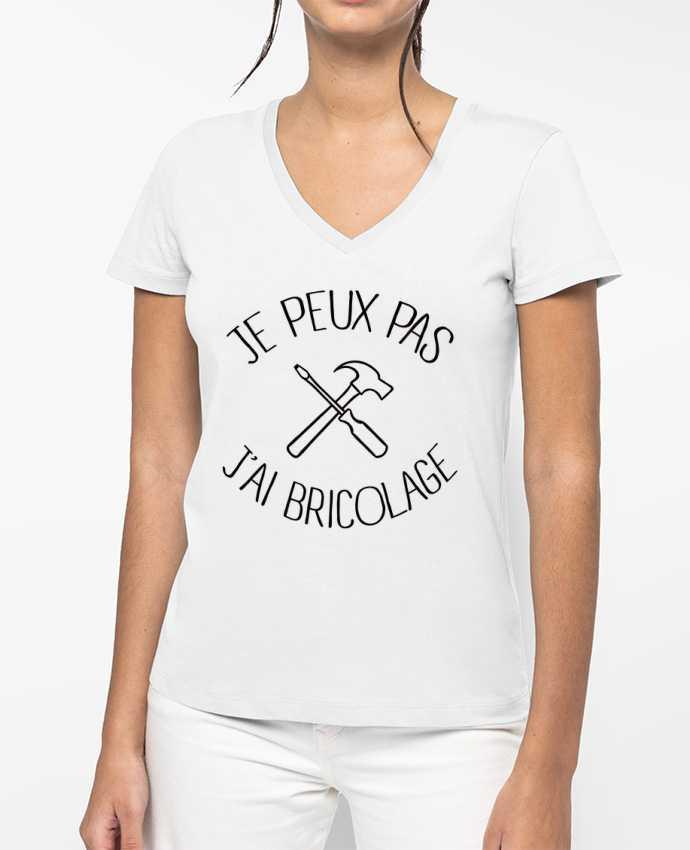 T-shirt femme col V Je peux pas j'ai Bricolage par Freeyourshirt.com