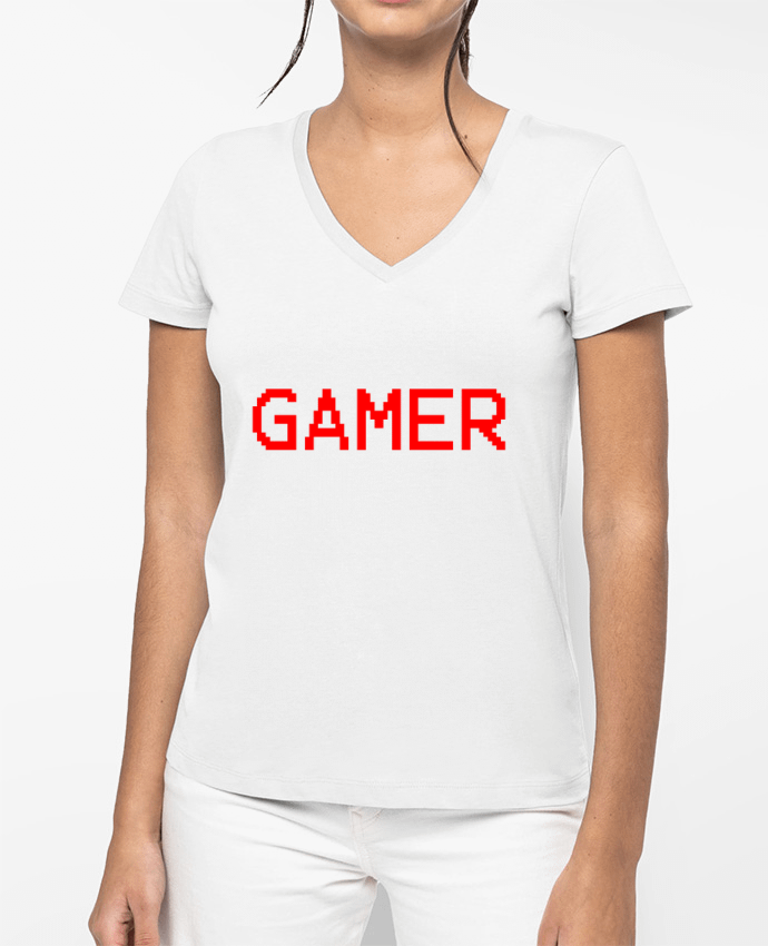 T-shirt femme col V GAMER par lisartistaya