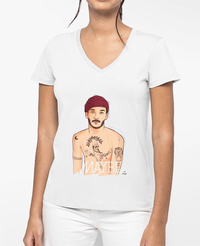 T-shirt femme col V Maybe par 13octobre