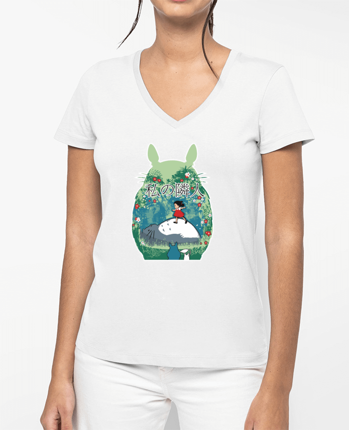 T-shirt femme col V My neighbor par Kempo24