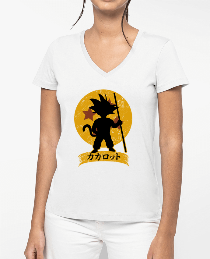T-shirt écoresponsable col V femme Kakarrot Crest por Kempo24