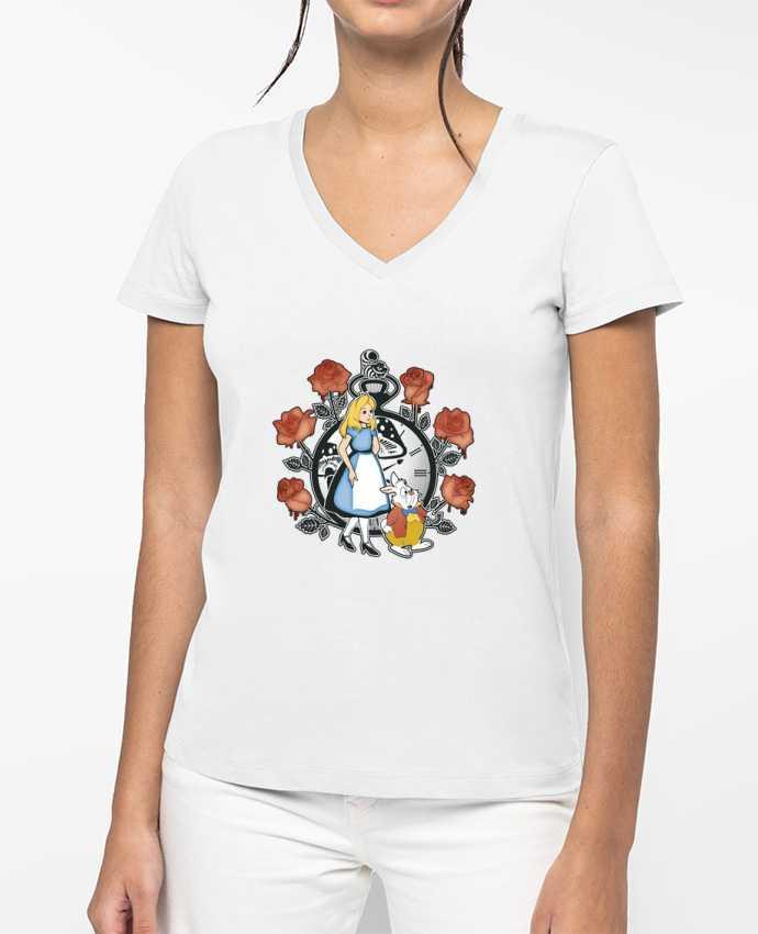 T-shirt femme col V Time for Wonderland par Kempo24