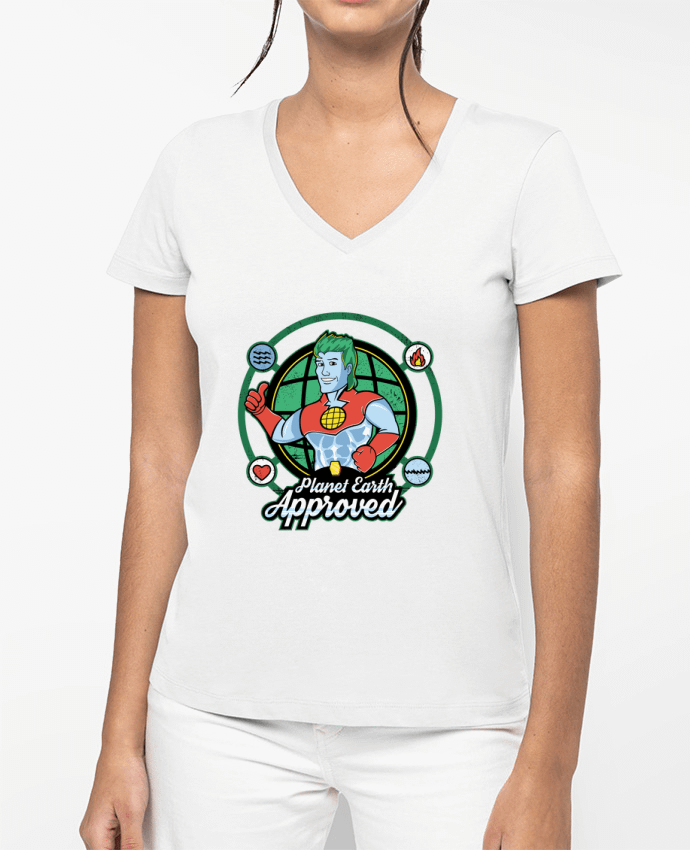 T-shirt femme col V Planet Earth Approved par Kempo24