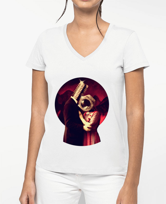 T-shirt écoresponsable col V femme Screw Love por ali_gulec