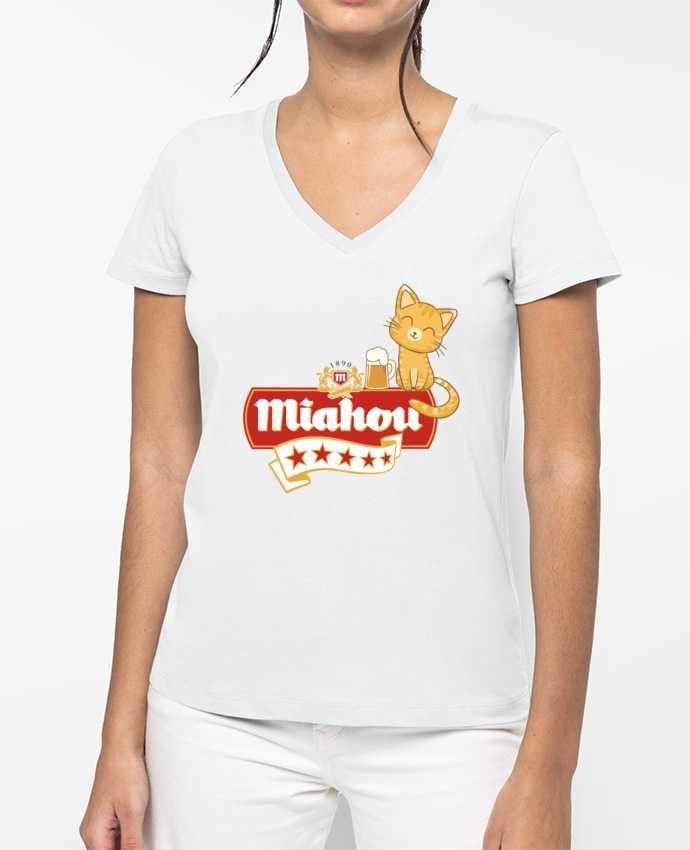 T-shirt femme col V Miahou par ParanoiaRecords