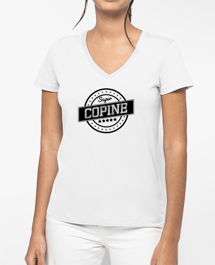 T-shirt femme col V Super copine par justsayin