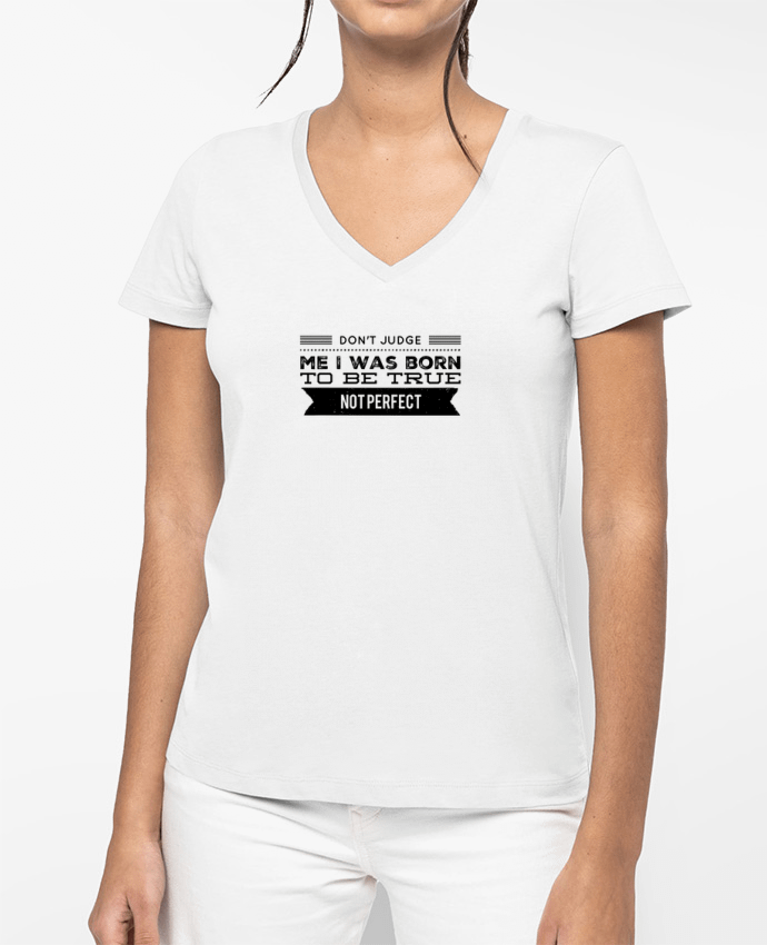 T-shirt femme col V Don't judge me par Les Caprices de Filles