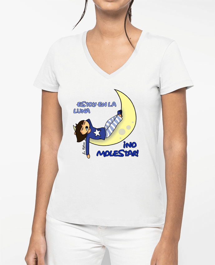 T-shirt femme col V No molestar par lunática