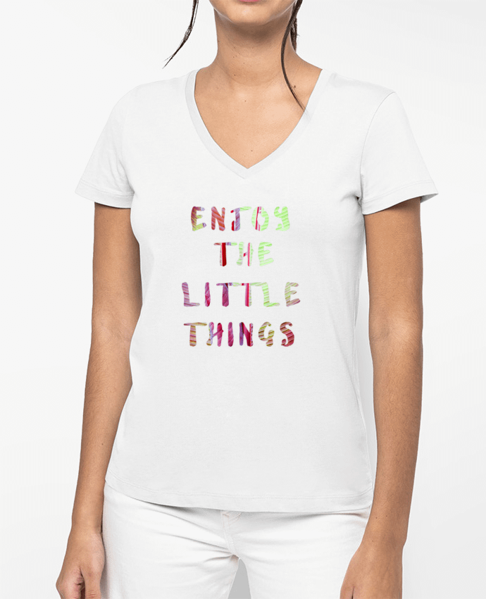 T-shirt femme col V Enjoy the little things par Les Caprices de Filles