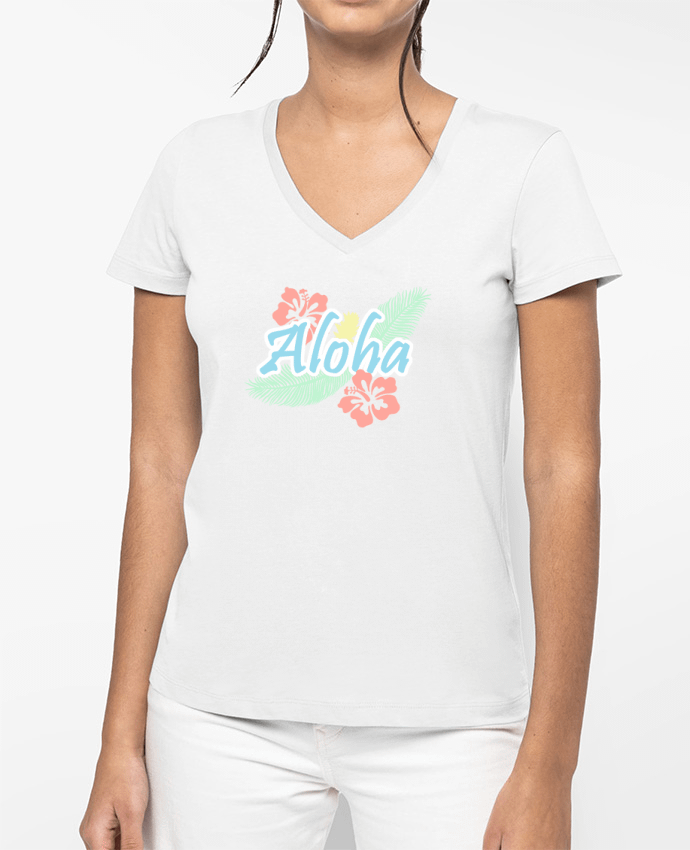 T-shirt femme col V Aloha par Les Caprices de Filles