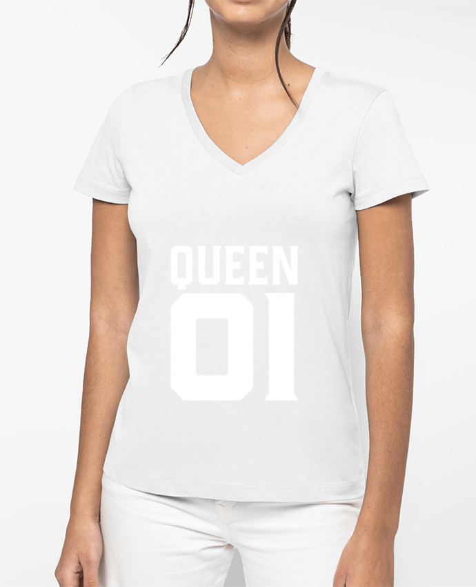 T-shirt femme col V queen 01 t-shirt cadeau humour par Original t-shirt