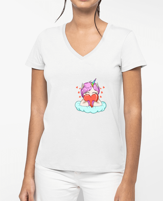 T-shirt femme col V UnicornLove par 