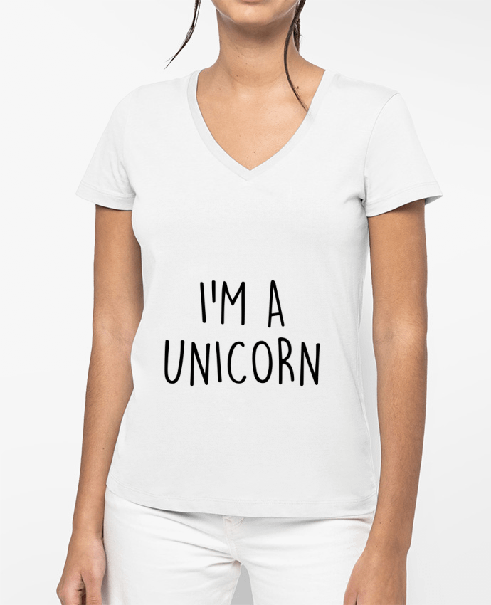 T-shirt femme col V I'm a unicorn par Bichette