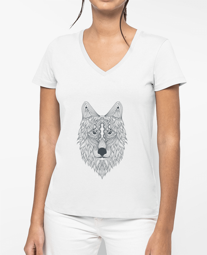 T-shirt femme col V Wolf par Bichette