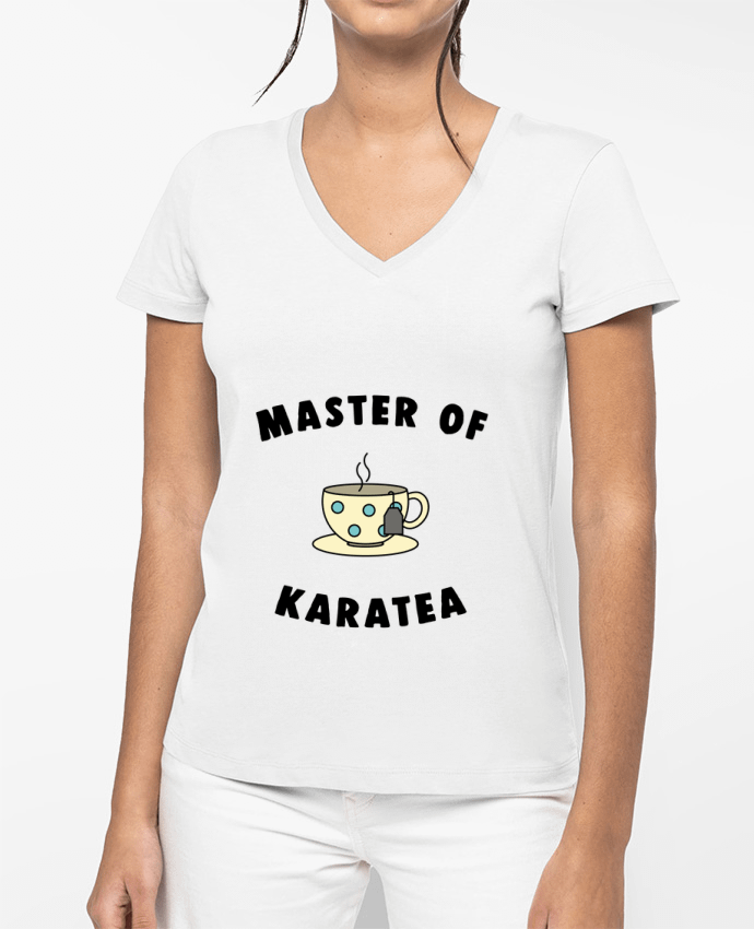 T-shirt femme col V Master of karatea par Bichette