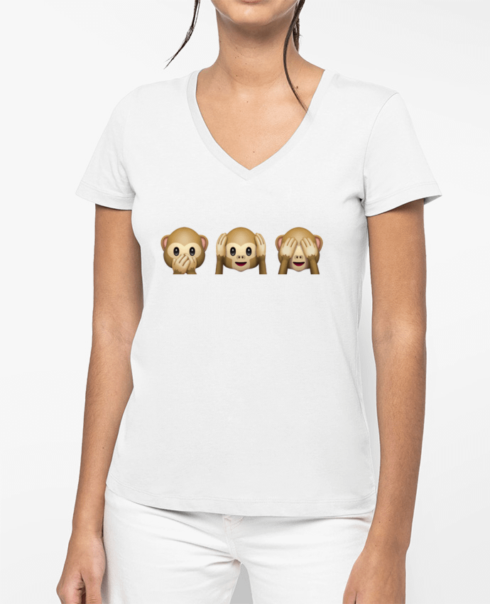 T-shirt femme col V Three monkeys par Bichette