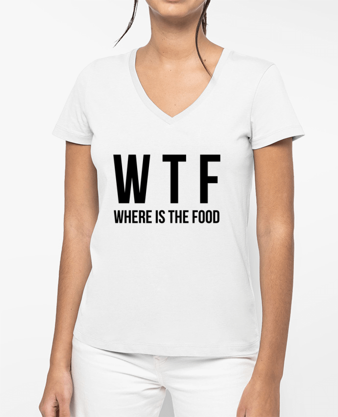 T-shirt femme col V Where is The Food par Bichette