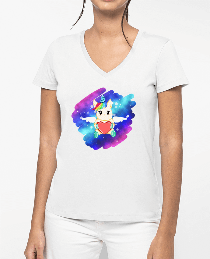 T-shirt femme col V LicorneUnivers par 