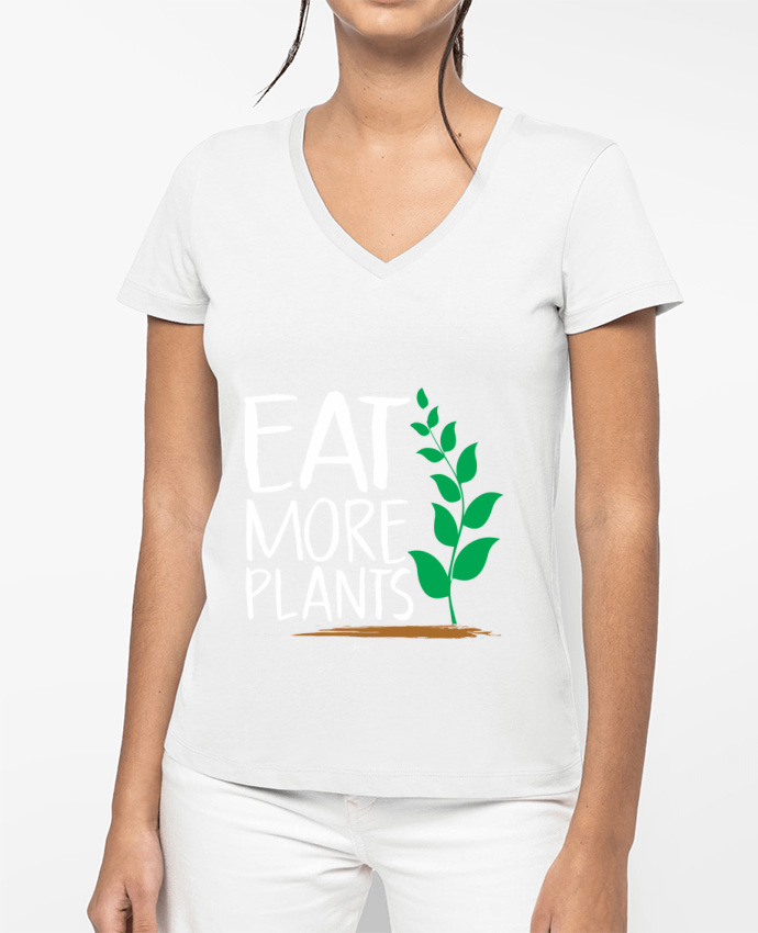T-shirt femme col V Eat more plants par Bichette