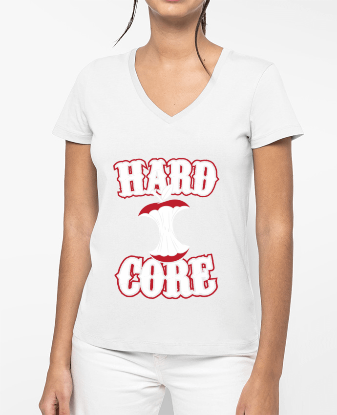 T-shirt femme col V Hardcore par Bichette