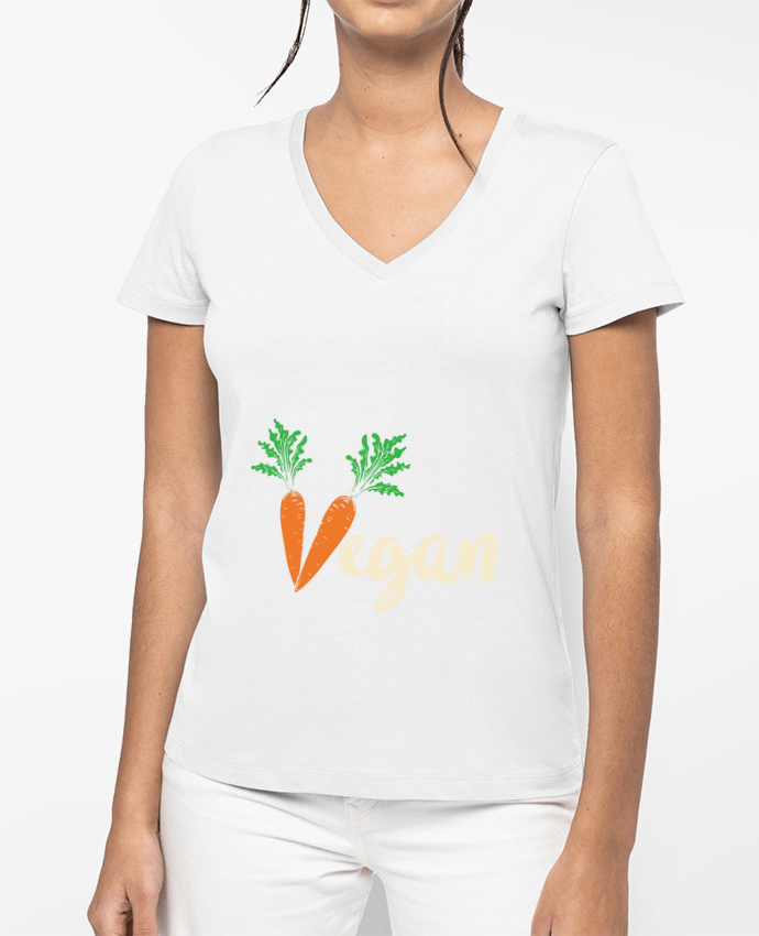 T-shirt femme col V Vegan carrot par Bichette