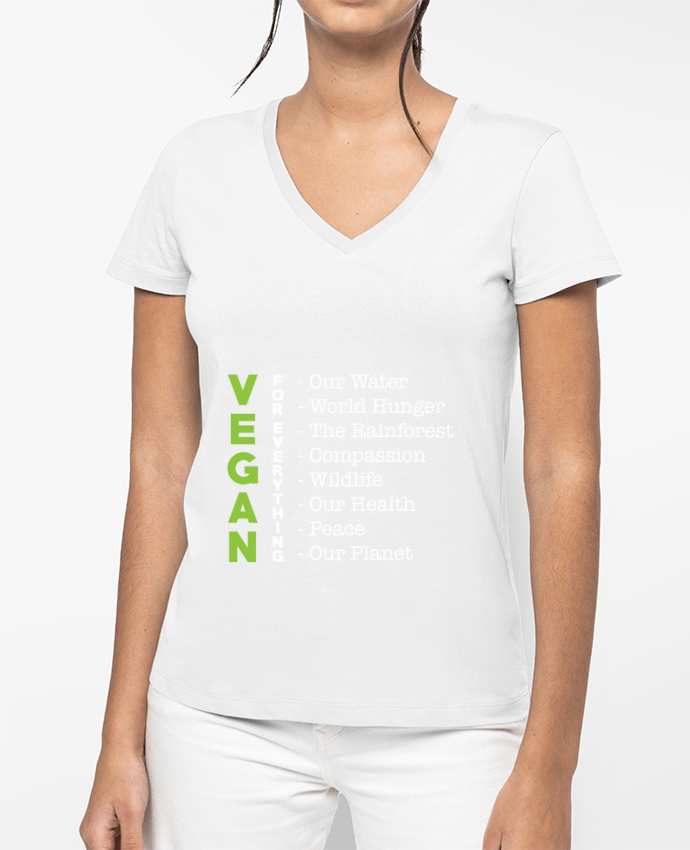 T-shirt femme col V Vegan for everything par Bichette