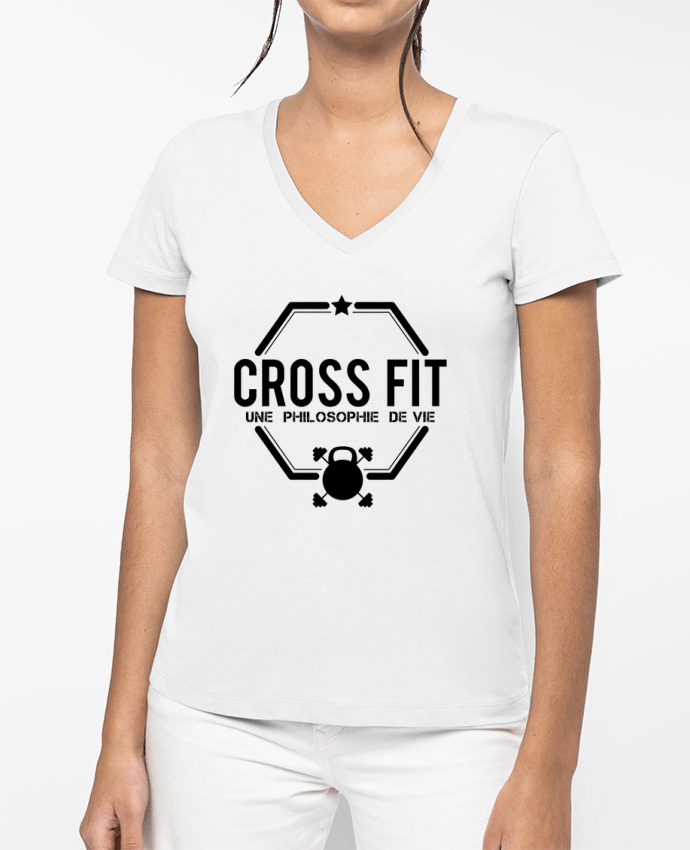 T-shirt femme col V Crossfit une philosophie de vie par tunetoo
