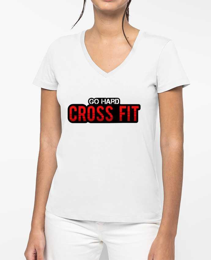 T-shirt femme col V Go Hard ! Crossfit par tunetoo