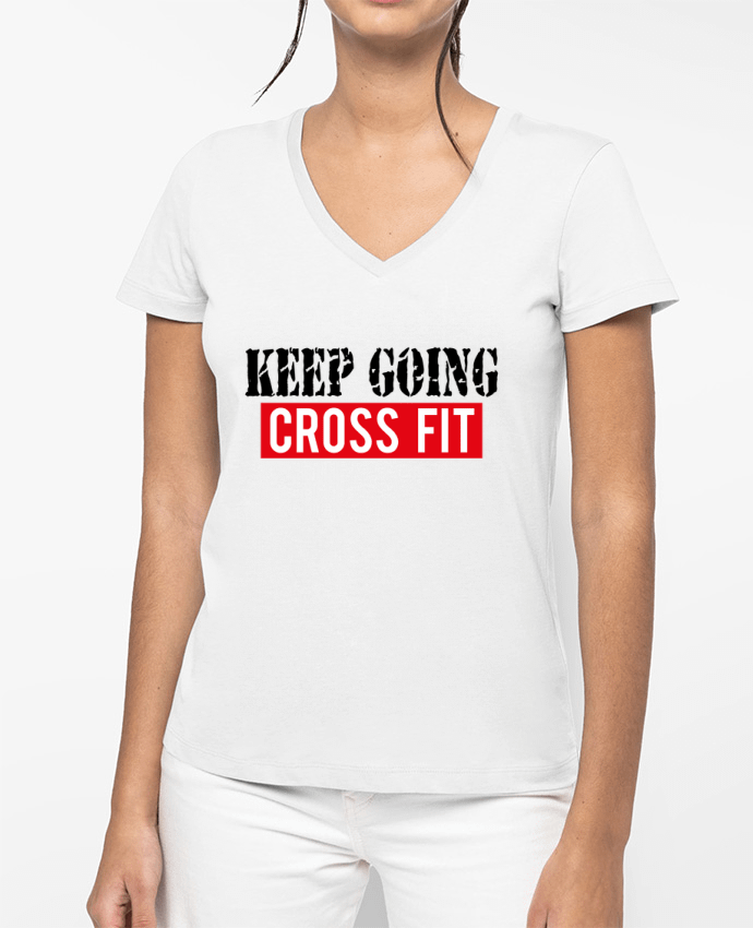 T-shirt femme col V Keep going ! Crossfit par tunetoo
