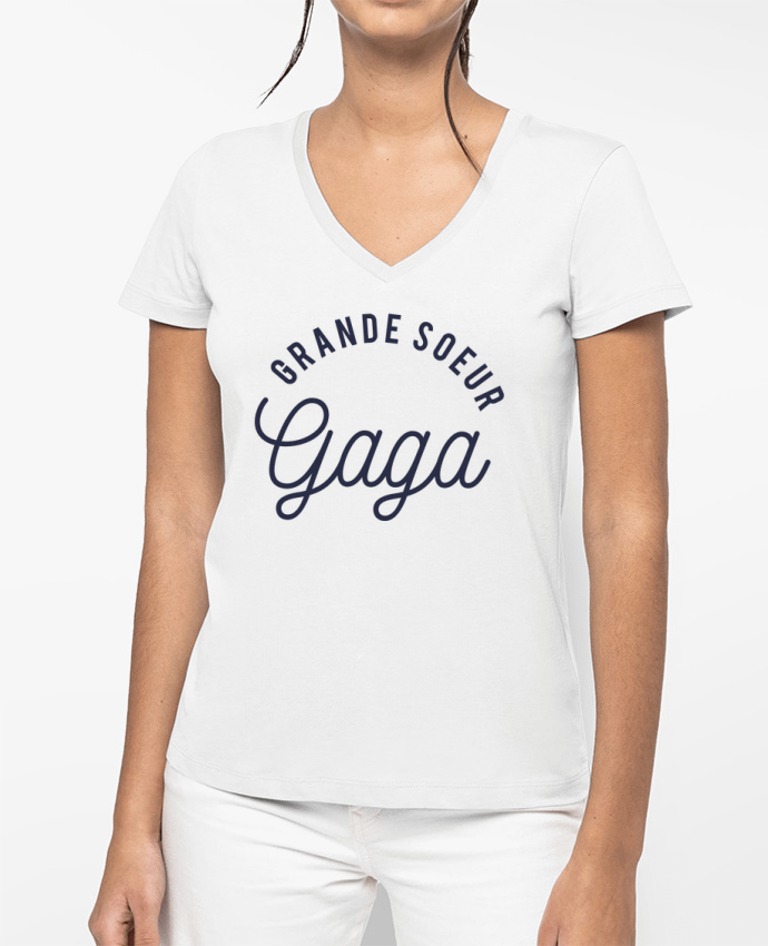 T-shirt femme col V Grande sœur gaga par tunetoo