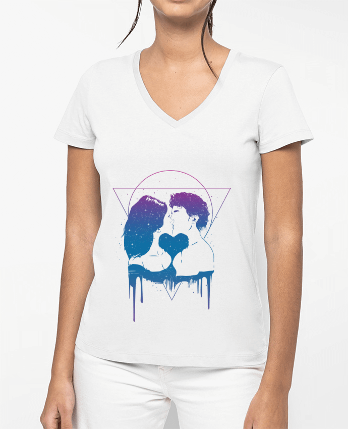 T-shirt femme col V Cosmic love II par Balàzs Solti