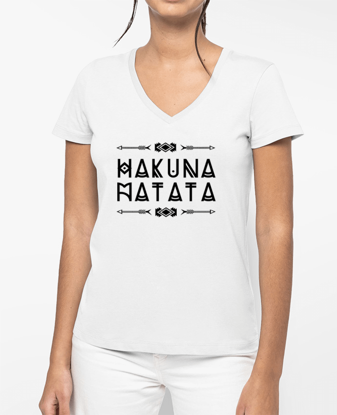 T-shirt écoresponsable col V femme hakuna matata por DesignMe