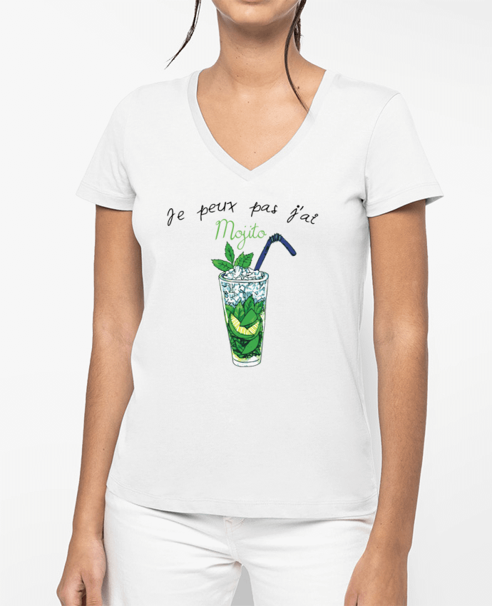T-shirt femme col V Je peux pas j'ai Mojito par tunetoo