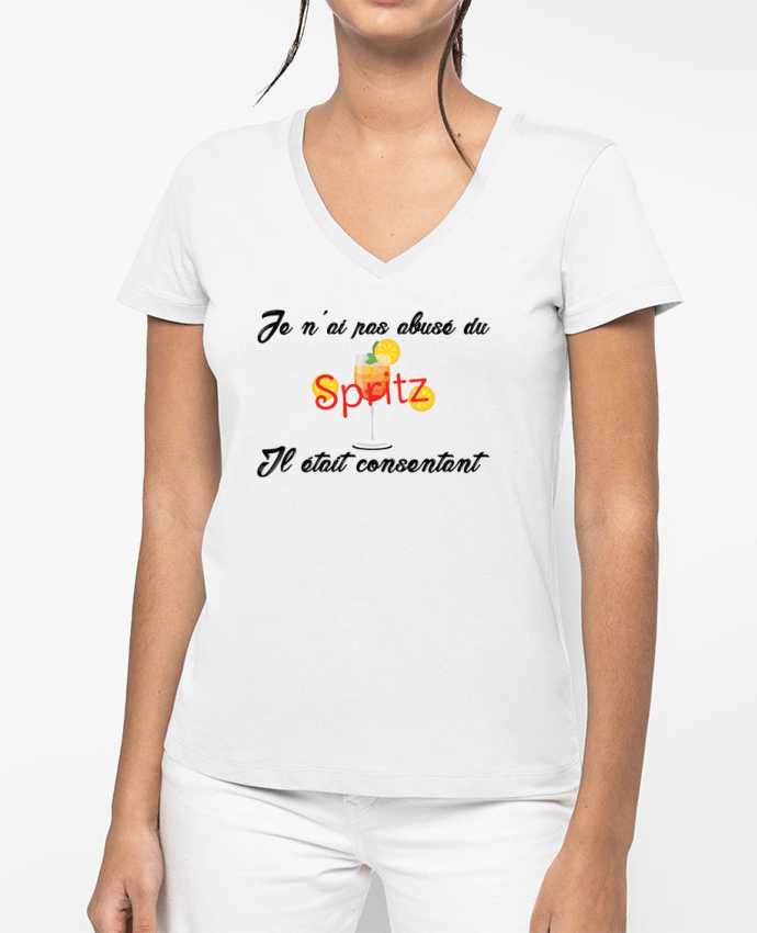 T-shirt femme col V Je n'ai pas abusé du Spritz, il était consentant ! par tunetoo